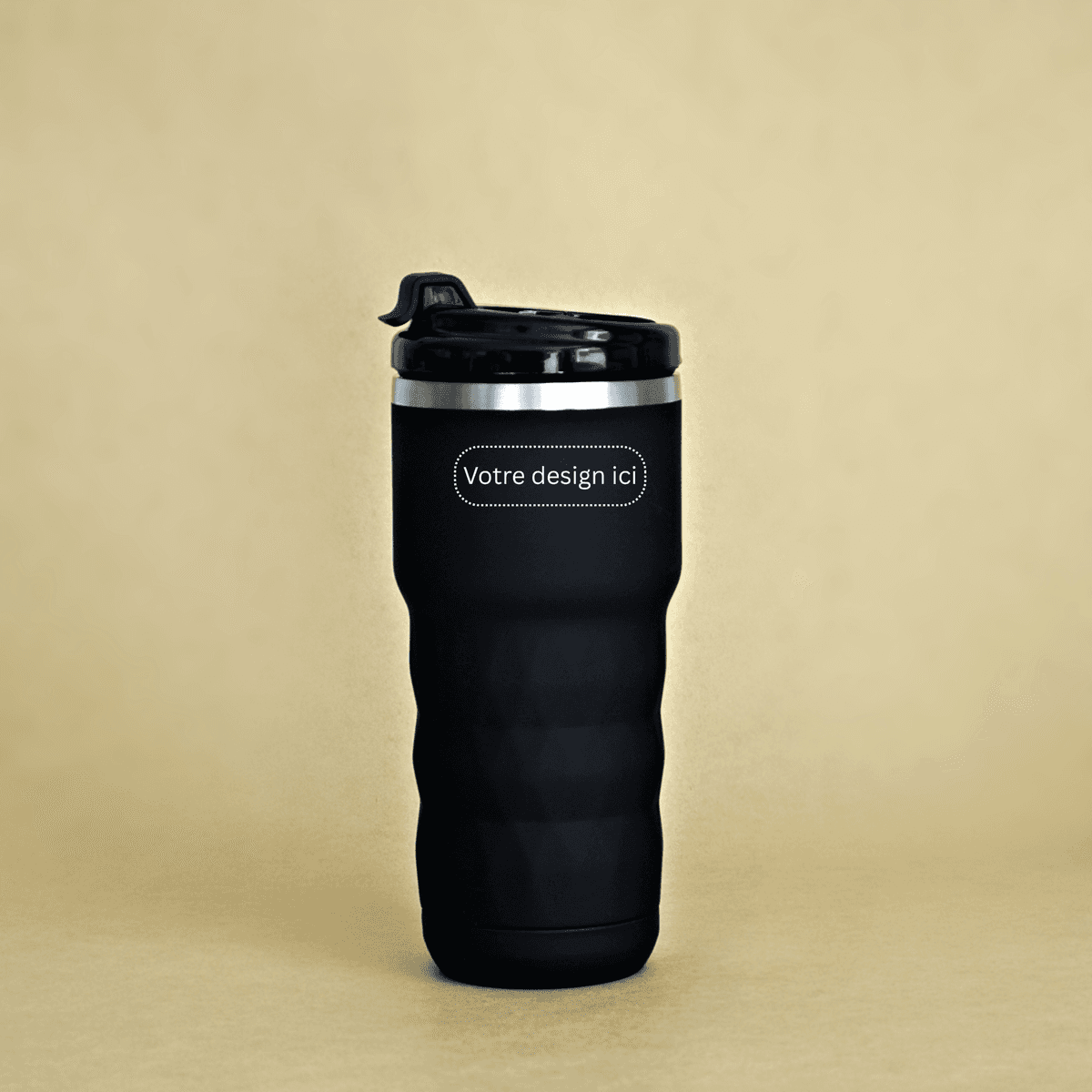 Illustration for Mug isotherme noir personnalisé – Cadeau d’entreprise premium