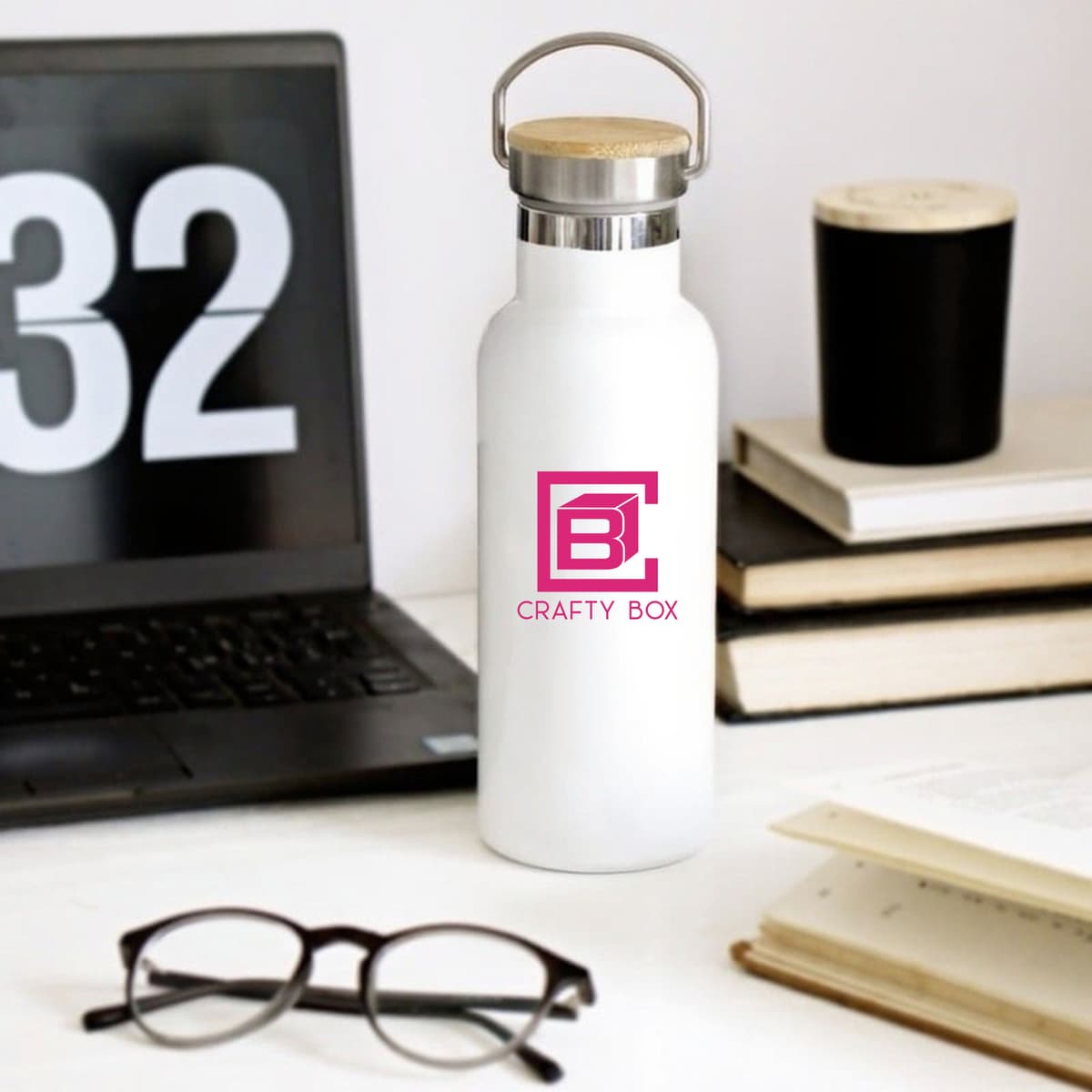 Illustration for Gourde Blanche Bambou Inox