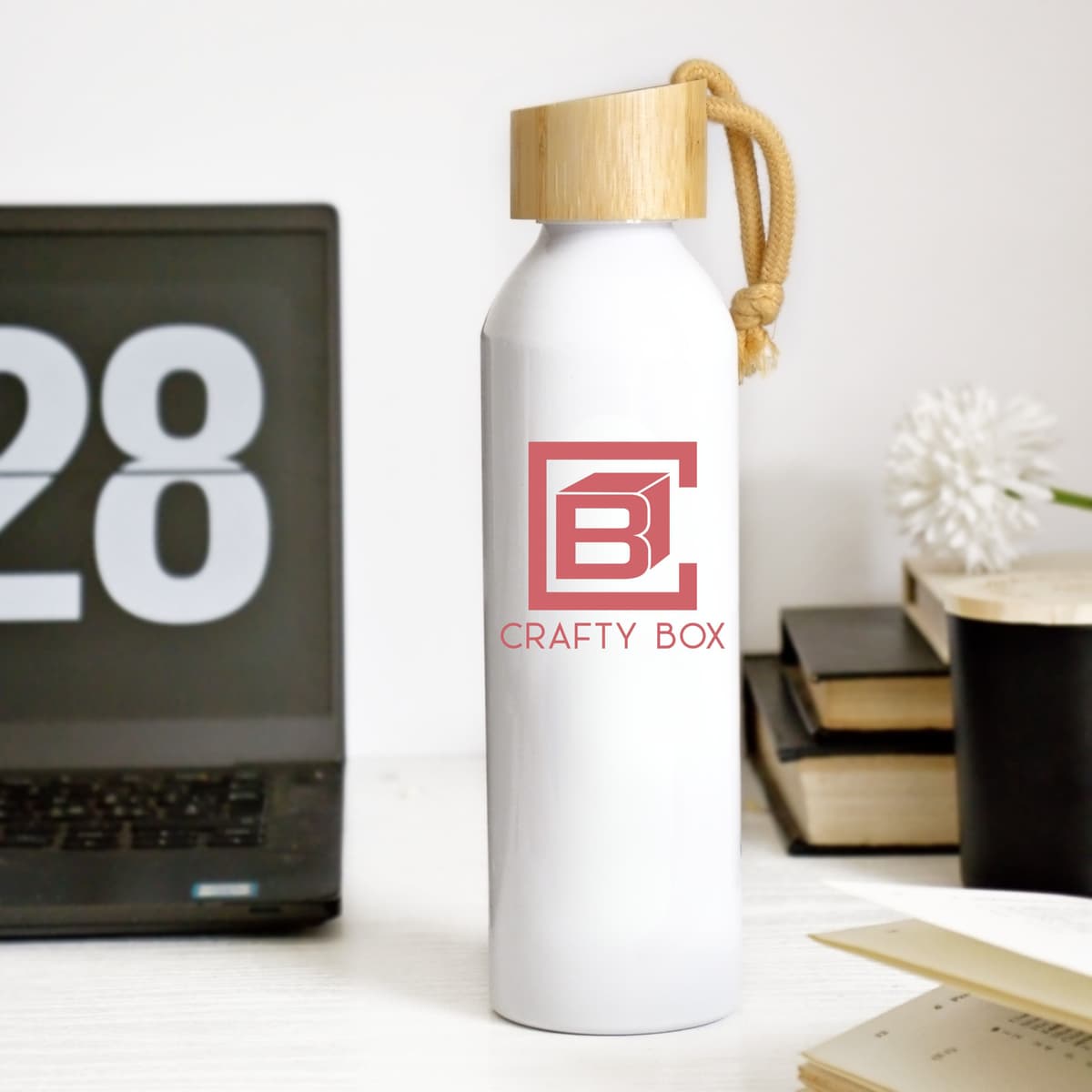 Illustration for Gourde Blanche Bambou Corde Naturelle